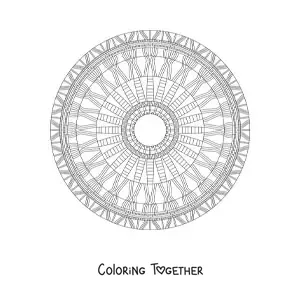 Coloring page of a mandala with geometric shapes
