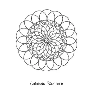 Coloring page of a mandala with circles