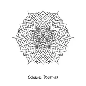 Coloring page of a mandala with triangles