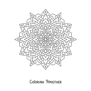 Coloring page of a mandala with triangles