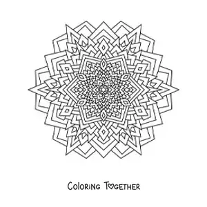 Coloring page of a mandala with triangles