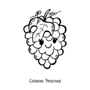 Coloring page of kawaii grapes