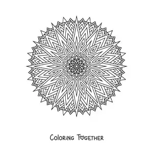 Coloring page of a difficult mandala with triangles