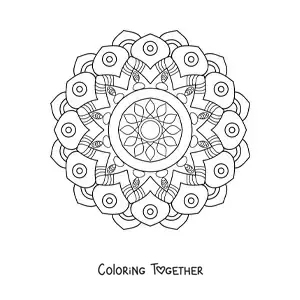 Coloring page of an easy abstract mandala
