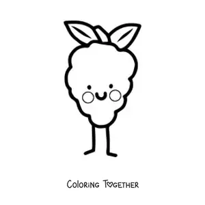 Coloring page of smiling kawaii grapes