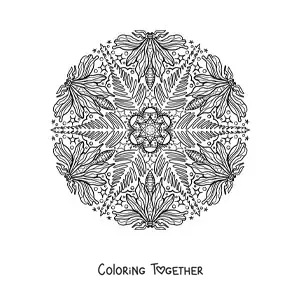 Coloring page of an insects and leaves mandala for kids