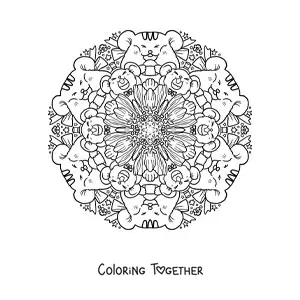 Coloring page of a mice mandala for primary school kids