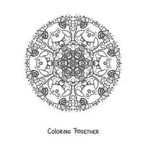 Coloring page of a sheep mandala for primary school kids