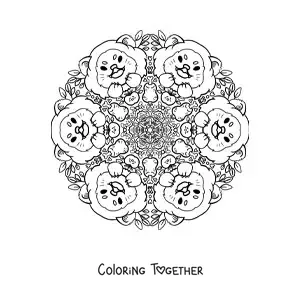 Coloring page of a lion mandala for primary school kids