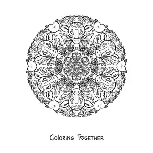 Coloring page of a giraffe mandala for primary school kids