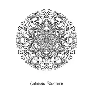 Coloring page of a dog mandala for primary school kids