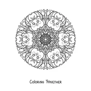 Coloring page of a Halloween mandala for kids