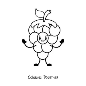 Coloring page of cheerful cartoon grapes