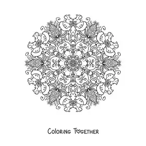 Coloring page of a mandala of mice in love for kids