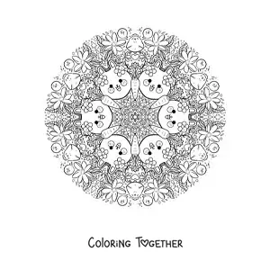 Coloring page of an Easter mandala for kids