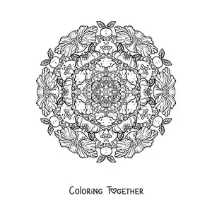Coloring page of a mandala of rodents and flowers for kids
