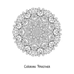 Coloring page of a mandala of cute rabbits for kids