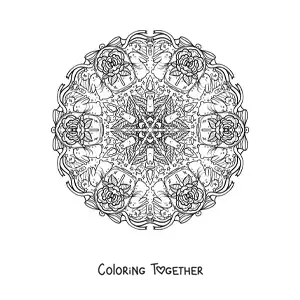 Coloring page of a mandala of rabbits at Halloween for kids