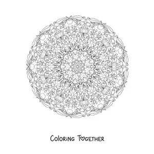 Coloring page of a mandala of strawberries and flowers for kids