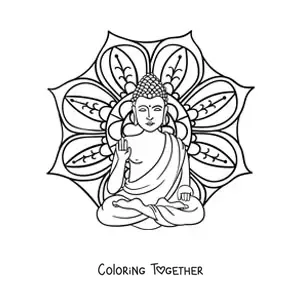 Coloring page of a mandala with Buddha