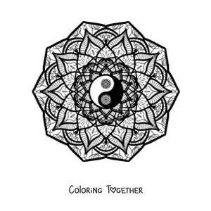 Coloring page of a yin yang mandala