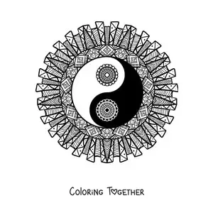 Coloring page of a yin yang mandala