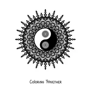 Coloring page of a yin yang mandala