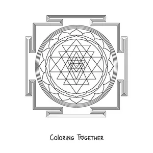 Coloring page of a sri yantra mandala