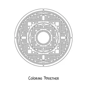 Coloring page of a Tibetan mandala