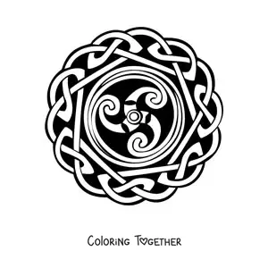 Coloring page of a Celtic mandala with a spiral