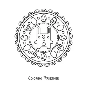 Coloring page of an Easter bunny mandala for kids