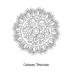 Coloring page of an Easter bunny mandala for kids
