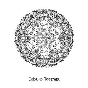 Coloring page of an Easter bunny mandala