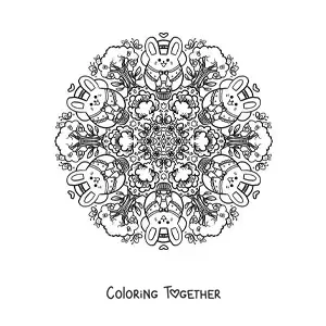 Coloring page of an Easter bunny mandala