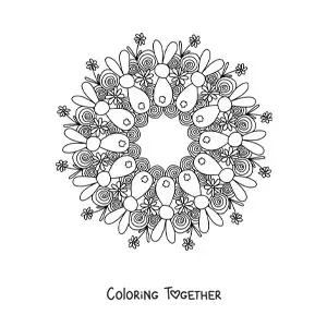 Coloring page of an Easter bunny mandala