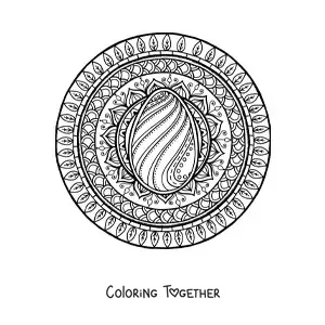 Coloring page of an Easter egg mandala