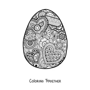 Coloring page of a Zentangle style Easter egg mandala