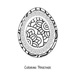 Coloring page of an Easter egg mandala for kids
