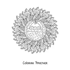 Coloring page of an Easter eggs mandala