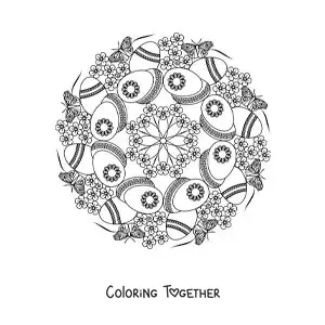 Coloring page of an Easter eggs mandala