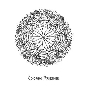 Coloring page of a difficult Easter eggs mandala