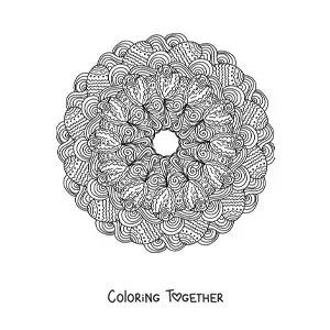 Coloring page of a Zentangle style Easter eggs mandala