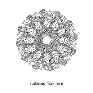 Coloring page of a Zentangle style Easter eggs mandala