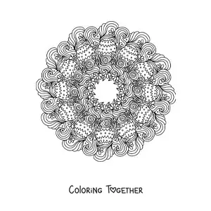 Coloring page of a Zentangle style Easter eggs mandala
