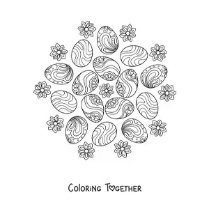 Coloring page of Zentangle style Easter eggs