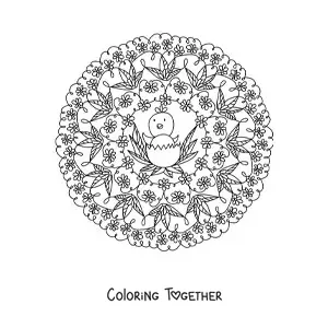 Coloring page of an Easter mandala