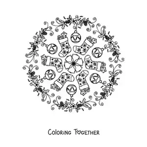 Coloring page of a Christmas ornaments mandala for kids