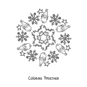 Coloring page of a Christmas Santa mandala for kids