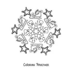 Coloring page of a Christmas Santa mandala for kids