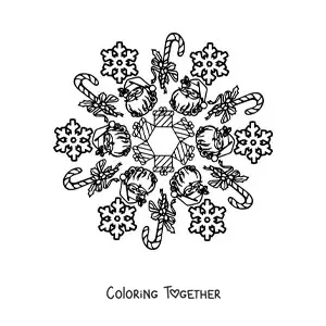 Coloring page of a Christmas Santa mandala for kids